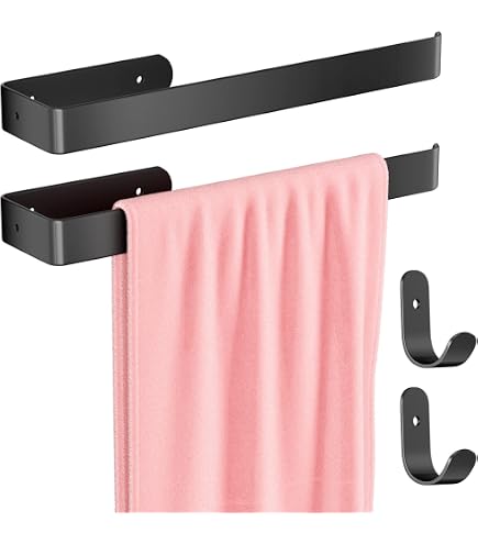 Porte-Serviettes Salle De Bain Gvolatee - 30cm Alliage Aluminium Noir | Avec Crochet, Montage Mural Perçage