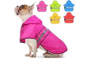 Candofly Dog Raincoat Reflective Dog Rain Jacket Waterproof Hooded Ponch Rain Coat for Small Medium Large Dogs (Pink, Medium)