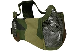 OAREA Tactique Airsoft Masque Demi Face Inférieure Métallique Acier Net Le Champ Elite Protection Oreille en Plein Air Vélo Acier Tactique Masque