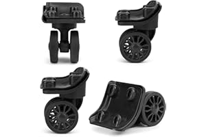 Volein Zapasowe kółka do walizki, 2 pary, czarne, kółka do walizki, kółka obrotowe do bagażu z 4 otworami na śruby (V149-B, 2 pary)