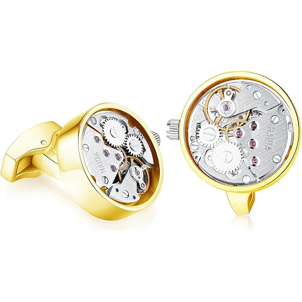 Gold) - Honey Bear Mens Vintage Watch Movement Cufflinks with ...