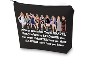 WZMPA Bolsa de cosméticos para Amantes de la música, Regalo para Fans de Cantantes, Regalo con Texto en inglés You Are Braver Stronger Smarter Than You Think, Bolsa de Maquillaje con Cremallera para