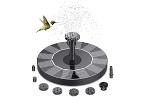 KXYINOS Solar Fountain Pump Solar Powered Water Pump Solar Pond Pum p, 1.5W 190L/H Upgraded Solar Powered Water Fountain Pum p for Birdbaths & Ponds