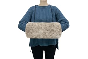 SwirlColor Hand Muffs, Tragbare Stilvolle Khaki Kunstpelz Handwärmer mit Umhängekordel Muff Handwärmer Damen Handmuff zum Wärmen der Hand im Winter mit Haken