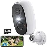 ieGeek 2K Telecamera Wi-Fi Interno / Esterno Batteria Senza Fili, Videocamera Sorveglianza con Visione Notturna a Colori, All