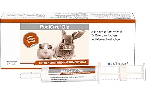 alfavet RodiCare Dia, complément Alimentaire pour Lapins Nains et cobayes, en Cas de diarrhée, Contient du Butyrate de Sodium, sans Sucre, 3 injecteurs de 12 ML