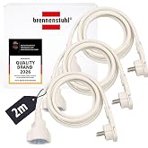 Brennenstuhl Set of 3 Extension Cable 2 m with Flat Plug (Electric Extension Cord, Flat Plug, for Indoors) White