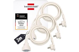 Brennenstuhl 3-pack kvalitets-plast-förlängningskabel med platt kontakt (förlängningskabel platt för inomhus med 2m kabel) vi