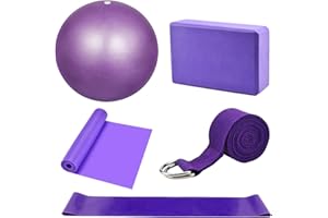 DOKPAV Yoga Starter Kit 5Pcs Yoga Blocks and Strap Set Yoga Ball Foam Yoga Brick Fitness Exercise Resistance Loop Band Stretching Strap Pilates Belt yoga Equipment and Accessories for Home,Gym,Yoga Training