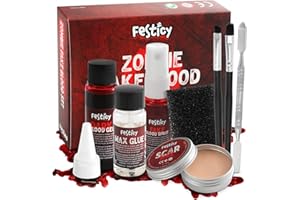 Festicy Halloween Efecto Especial Set de Maquillaje I Sangre Falsa, Cera para Cicatrices, Spray de Sangre y Más - Perfecto para Disfraces de Halloween de Terror de Señoras y Hombres I Vampiro, Zombi