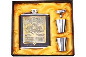 TUXIAOBU Fiaschetta, Set Fiaschetta, 7 Oz con Bicchiere da Vino Imbuto, 100% a Prova di Perdite, Fiasche in Acciaio Inossidabile per Liquore, Regalo per la Festa del Papà - Classico Nero