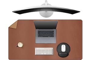 MAIDERN Podkładka na biurko, skóra i korek, dwustronna, 100 x 60 cm, bardzo duża podkładka pod mysz, wodoodporna, skórzana podkładka na biurko, do biura i domu (brązowa)