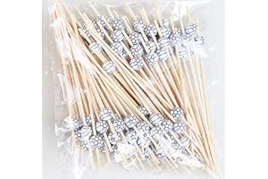 AILEXI Cocktail-Sticks 100 Zählungen Zahnstocher Aus Holz Partyzubehör RÜSchen Fingerfood Obst Sandwich Knabbereien - Fußball Schwarz-weißer Streifen