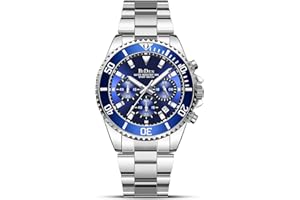 HANPOSH Orologio Uomo Orologio Militare Acciaio Cronografo Impermeabile Luminosi Design Orologi Quadrante Grande da Polso Elegante Sportivo Analogici Data