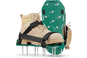 Newthinking Lawn Aerator Shoes, Heavy Duty Spiked Aerating Sandals, Garden Grass Aerator Spiked Sandals with Hook & Loop Straps, All-New Unique Design Easy installation