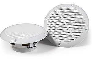 ADAKAT Pack of 2 Outdoor Built-in Speakers, 20 W RMS, 100 W Music Power, White, Waterproof, Simple, Stereo, Pack of 2