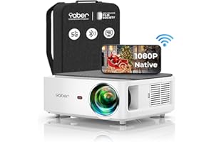Vidéoprojecteur WiFi Bluetooth Full HD 1080P, YABER U6 12000 Lumens Projecteur WiFi Portable Soutiens 4K, Correction Trapézoïdale à 4 Points, Zoom -50%, Rétroprojecteur Home Cinéma & Présentation PPT