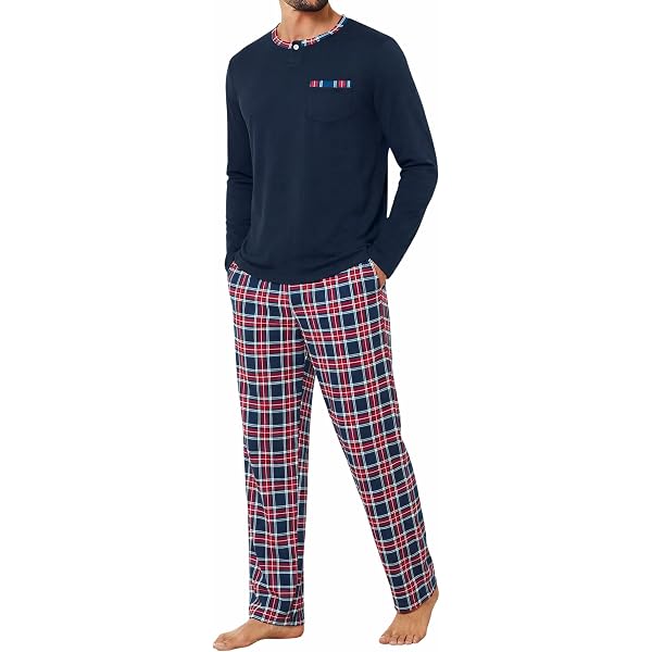 Pyjama Homme Hiver En Coton - Ensemble Manches Longues Confortable à Rayures Pour Automne Et Hiver