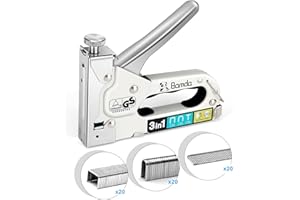 Graffatrice Manuale - Bamda Professionale 3 in 1 Pistola per Sparapunti con 3000 Graffette, 3 vie Pistola per Graffette/Graffatrice per Tappezzeria, Decorazione, Mobili, Porte e Finestre