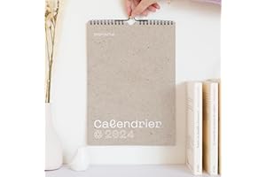 Calendrier Mural 2024 • Organiseur Familial à Cases • Planning Format A4 • Accroche au mur • To do List • Astuces écologiques • Popcarte