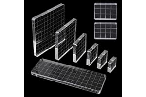 Divono 9 Stück Acryl Stempelblock Set, Acrylblock Für Silikonstempel, Stempelset Silikonstempel Stempelblock, für Scrapbooking, Kartenherstellung, Fotoalbum(klar)