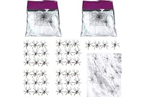 DKDDSSS 120g Halloween Spider Web Decoration, Halloween Decorations, Spider Web Decoration with 40pcs Fake Spiders, Stretchable Halloween Cobwebs Decorations for Outdoor/Indoor/Party