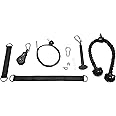 HulkFit Cable Pulley System with Tricep Rope, Loading Pin, 3 Carabiners and Two Hanging Straps Black