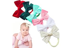 Votoko Stirnband Baby, 6 Stück Samt Stirnband Baby Mädchen, Weiche und Süße Schleifen Haarband Mädchen, Haarschleifen Mädchen für Neugeborene und Kleinkinder
