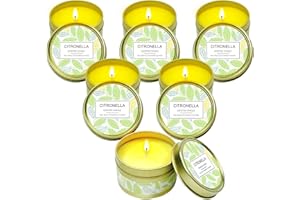 ‎LA BELLEFÉE LA BELLEFÉE Citronella Kerzen, Zitronengras Duftkerzen im Dose, Aromatherapie 100% natürliche Sojawachs für Innen und Draussen, Garten, Terrasse, Schlafzimmer (6 x 95 g)
