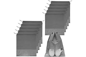 GAOHAN 10Pcs Shoe Bags for Travel,Shoe Bags,Shoe Travel Bag,Drawstring Non-Woven Shoes Storage Bags with Transparent Window for Daily and Travel Use(Grey)
