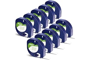 Markurlife Etiquette Compatible pour DYMO LetraTag Ruban Papier 12mm x 4m 91200 Noir sur Blanc Recharge pour Etiqueteuse DYMO LetraTag LT-100H XR LT-100T PLUS LT-110T (10x LT Ruban Paper White)