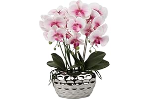 OAIRSE Fiori Artificiali Fiori Artificiali Orchidea in Vaso, Phalaenopsis Artificiale fiore di orchidea finta per l'arredamento dell'hotel dell'ufficio domestico,arredamento del bagno, Rosa,44cm