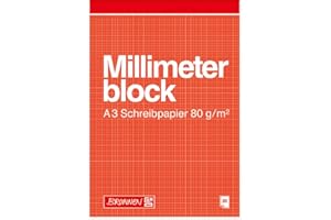 Brunnen 104737001 - Blocco di carta millimetrata, A3, 297 x 240 mm, 20 fogli, colore rosso/marrone