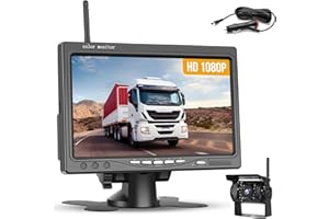 Hikity Kit Telecamera Posteriore BSD 7 Pollici Wireless con IP68 impermeabile Visione Notturna Telecamera Posteriore, Telecamera per Auto Kit Per Auto Minivan Camper Bus Van Camion 12V-36V