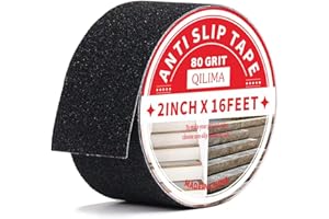 QILIMA Anti-Slip Tape, High Traction Grip Tape 5cm x 5m Non Skid Strip Tape Abrasive Adhesive for Stairs Tread Steps Ramps Indoor Outdoor, Black