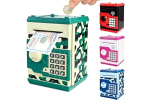 Pup Go Skarbonka dla dzieci, z elektronicznym hasłem, duża objętość, skarbonka bankomatowa, skarbonka dla dzieci, monety gotówkowe, dla chłopców i dziewcząt w wieku od 3 do 12 lat (zielona)