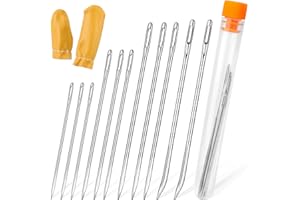 Deudy 14-teiliges Leder-Nähnadel-Kit, leder nadeln handnähen Enthält Stumpfe Dreiecksnadel, Sacknadel, Fingerschutz, Leder Handnähen Nadel Kit für Polster, Leder, Teppich Segeltuch Reparatur Polster