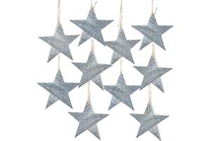 ‎LOGBUCH-VERLAG Logbuch-Verlag 10 graue Sterne Holzsterne Weihnachten Anhänger Holzanhänger Deko 7 cm Christbaumanhänger Weihnachtsanhänger