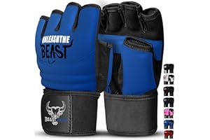 BEAST RAGE Punch Bag Taekwondo Karate Mitts rękawiczki dla mężczyzn i kobiet, rękawice do połowy palców, MMA, kickboxing, sparing, sztuki walki, bokserskie rękawice treningowe - lekkie treningi