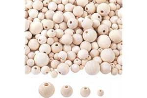 QIKUVER Perline di Legno, 100 Pezzi Perline di Legno Rotonde Naturali Perline Sfuse Mestiere Non Finite, per la casa Creazione di Gioielli Artigianato Fai-da-Te (6/10/14/18 mm)(Rotonde)