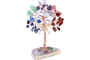 FANNAS Albero Cristalli Albero della Vita, Decorazione in Cristallo Sette Colori, Guarigione Meditazione Portafortuna Regalo, Mini Albero dei Soldi, per Decorazione da Tavola Ornamento Scultura