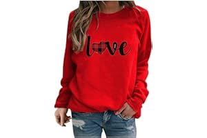 BLINGKO Sweatshirt à Manches Longues Saint Valentin pour Femme Sweatshirt Col Rond Amour Coeur imprimé T-Shirt à Manches Longues Sweat-Shirt Mode DéContracté Pullover Saint Valentin Sweat Pull Pas Cher