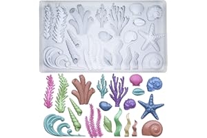 ‎FUNSHOWCASE Silikonform für Lehm Ton Gips Seesterne Muscheln Meeresalge Korallen Schnecken