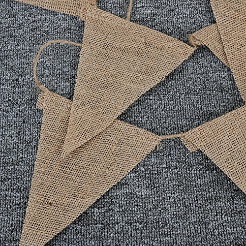 Faburo 13tlg Hochzeit Wimpelkette Vintage Jute Bunting Banner für Party Dekoration Dekoration (2.8m) - 5