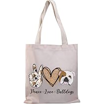 PLITI Bulldogge Make-up-Tasche – 'Peace Love Bulldogs' – Großes Volumen, Canvas, Wasserdicht – Perfektes Geschenk Für Hundeliebhaber