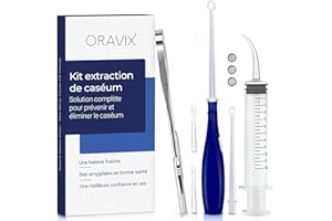 Kit hygiène des amygdales en Acier inoxydable | 3 outils pour l’extraction et la prévention de caséum | Élimination de la mauvaise haleine | Prévention des angines et des pharyngites | ORAVIX