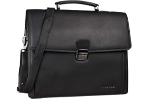 STILORD 'Noel' Briefcase Leather Men Vintage Classic Working Bag for Business Office Shoulder Bag Laptop Bag 13,3 inches with Trolley Sleeve