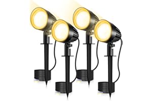 4 Pezzi Faretti LED da Giardino con Picchetto, CLV 9W Luci per Sentieri Faretti LED da Esterno, Bianca Calda 2700K, 680LM Luci per Esterno Impermeabile IP66 Ideale per Prato, Patio, Cortile