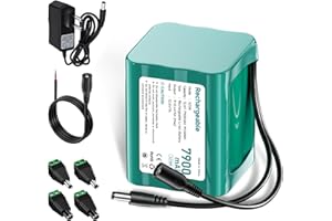 Mspalocell 12V Batterie 7900mAh Dab Radio Batterie au Lithium 12,6 V avec Chargeur et Adaptateur connecteur et Ligne Connexion, pour Soundboks, phares arrière, éclairage de vélo, scénario, Sonar