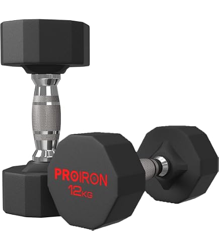 Manubri In Ghisa Esagonali - 2 X 17,5 Kg, Manico Zigrinato - Per Allenamento Casa E Palestra